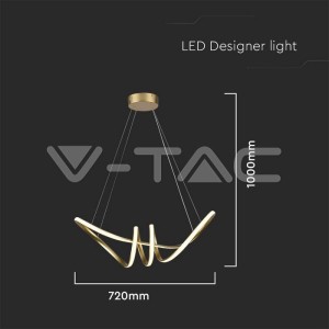 24W LED Висяща Декоративна Лампа 720*300 Златно Тяло 3000K