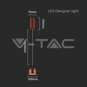 8.5W LED Висяща Лампа Φ100 Кафяво Тяло 3000K