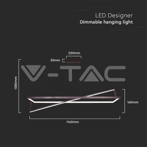 LED Осветител 45W Висящ Димиращ Черен 3000К