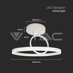 LED Осветител 38W Плафон 500x200мм 3000K Бял Двоен Кръг