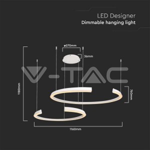 LED Осветител 48W Висящ 1100x800x1200мм Димиращ Бял 4000К