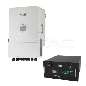 Хибридна Соларна Система V-TAC & Deye: 10kW Трифазен Инвертор и 9.6kWh Литиева Батерия LiFePO4